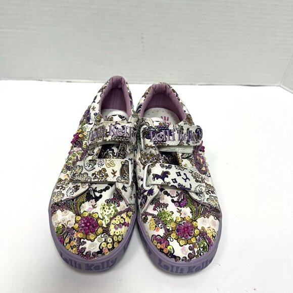LELLI KELLY Girl's Beaded Multicolor Embelished Mary Jane Sneakers Size 33 US 2 - Picture 2 of 9